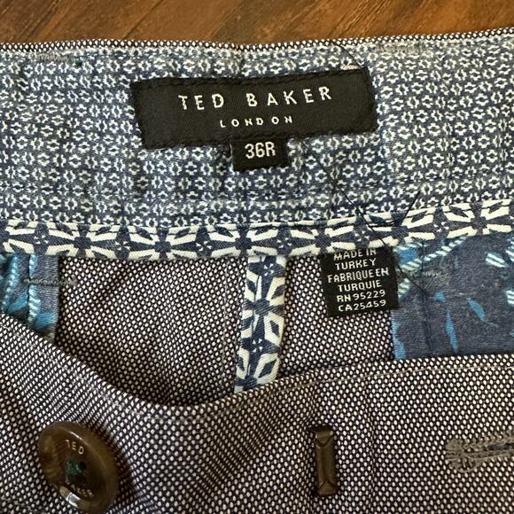TED BAKER LONDON Pants Gray Straight Leg Cotton Stretch Preppy Office - Picture 9 of 13